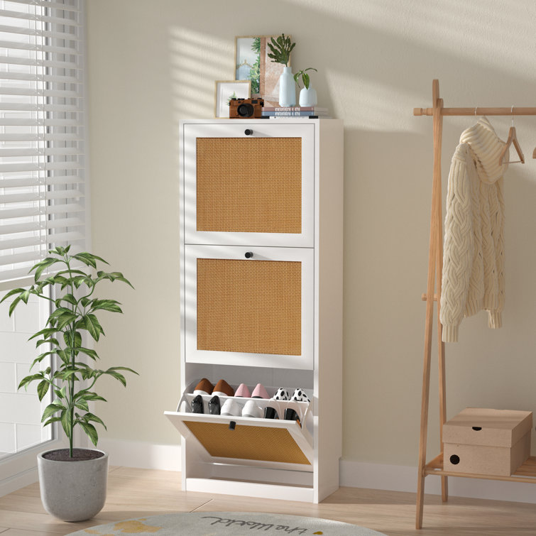 Slim entryway shoe online storage